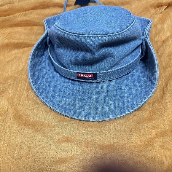 NWT!! Prada Denim Blue Bucket Hat Sun Hat - Picture 3 of 5